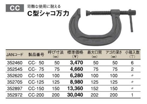 シャコ万力 工具 TOP CC-100 C型シャコ万力 【TOP】-