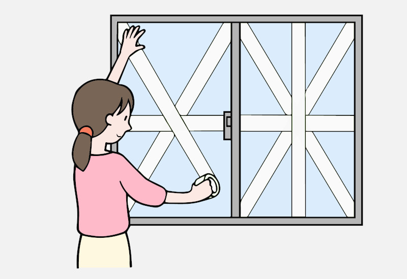 窓ガラスの飛散防止養生テープ